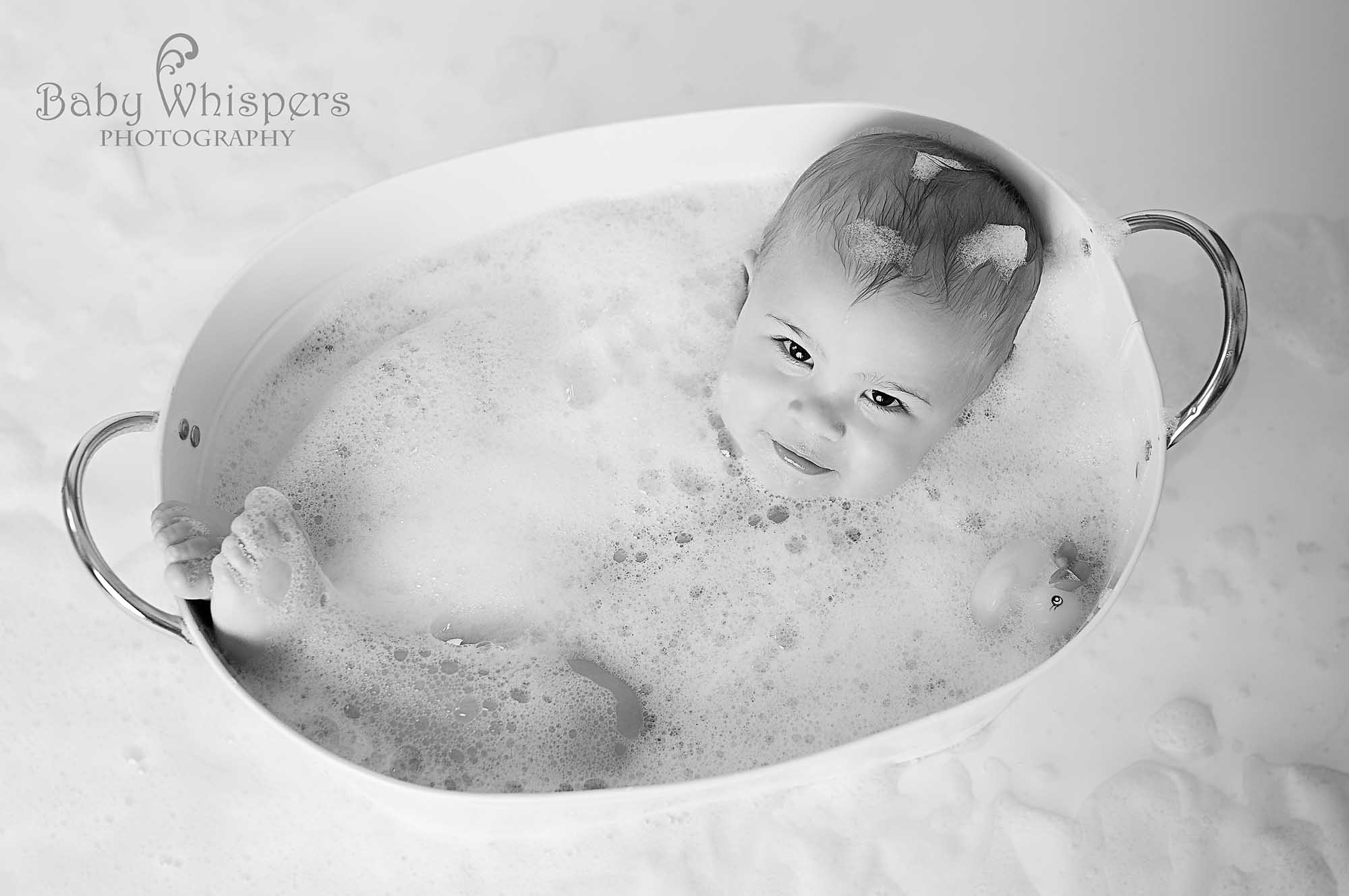 Baby in Bath Bubbles- Baby Whispers Photography Royston Herts
