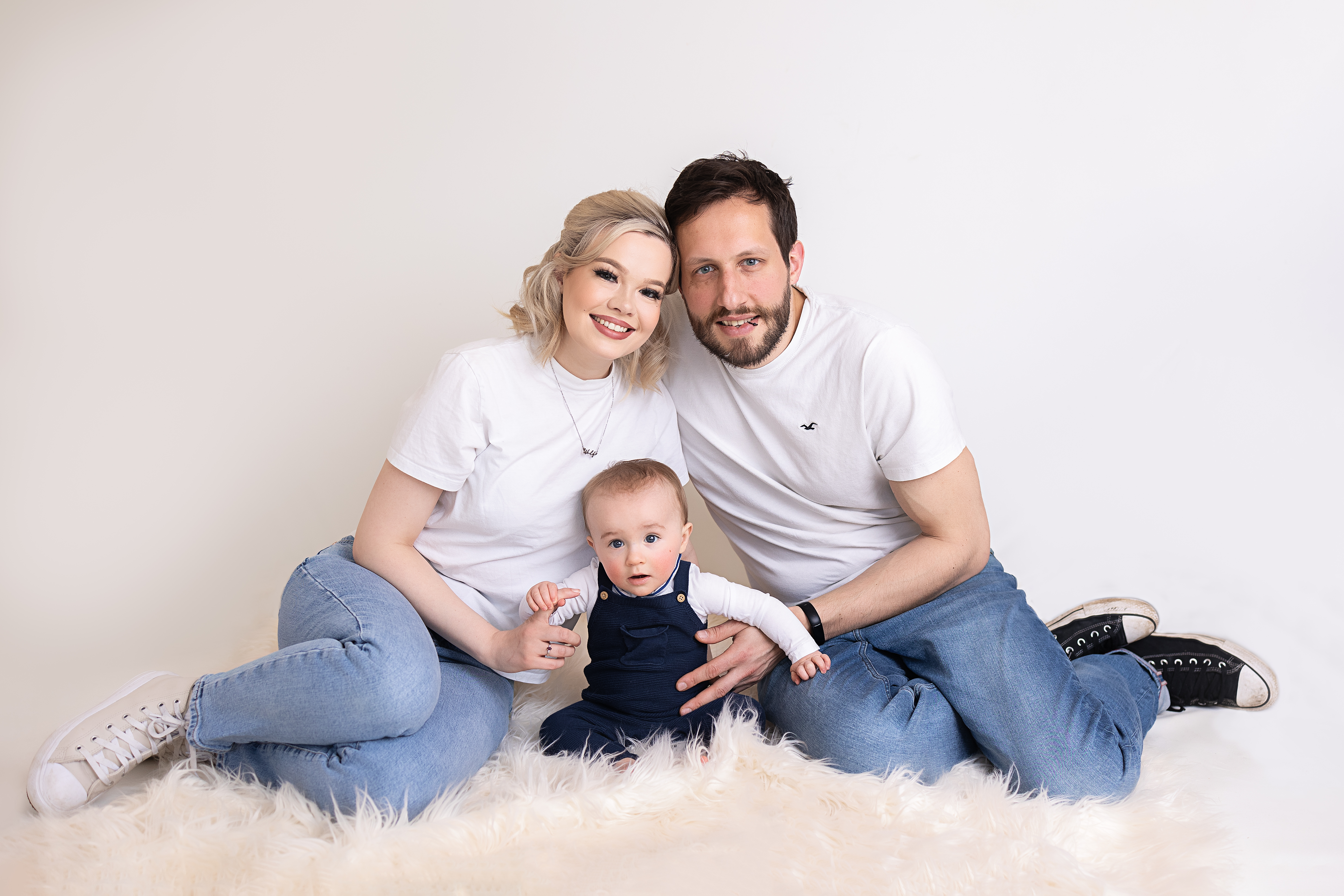family photo with mum, dad and baby in royston studio near cambridge