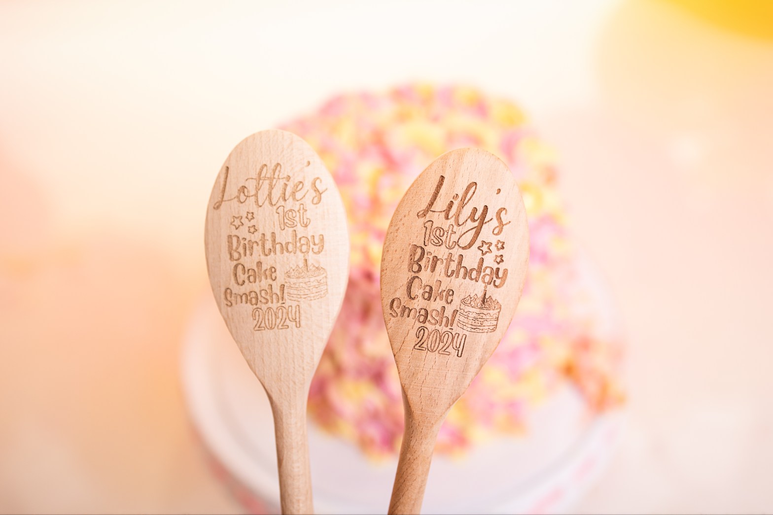 cake smash wooden spoons personalised